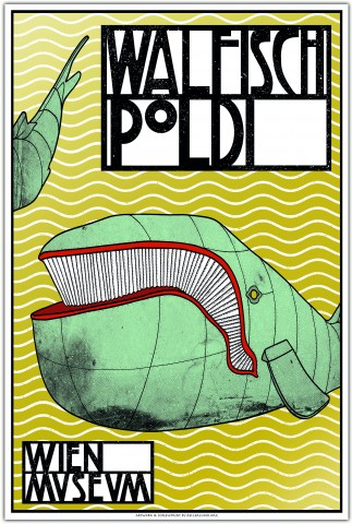 Siebdruck Plakat - Walfisch Poldi in Gold