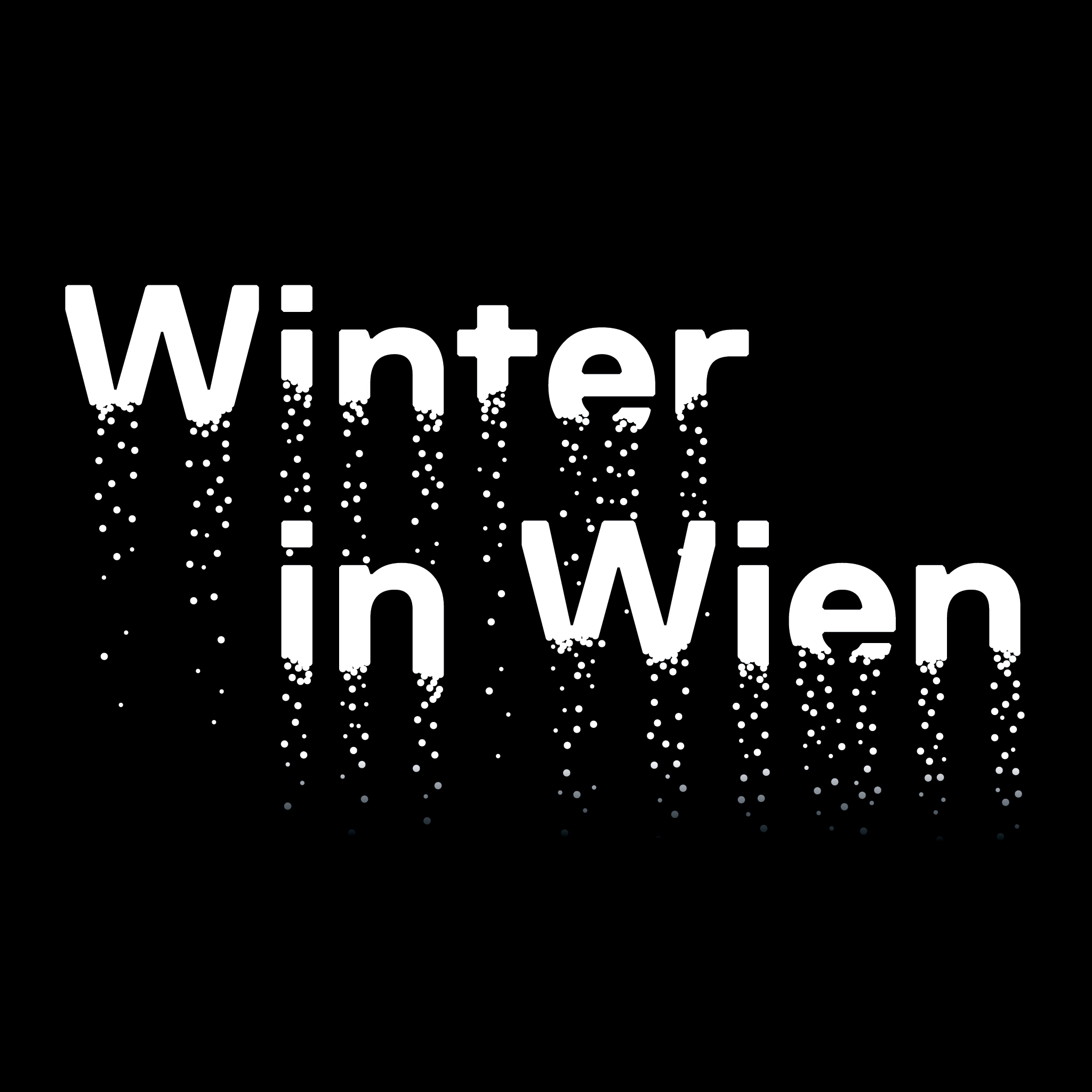 Weißer Schriftzug "Winter in Wien" auf schwarzem Hintergrund